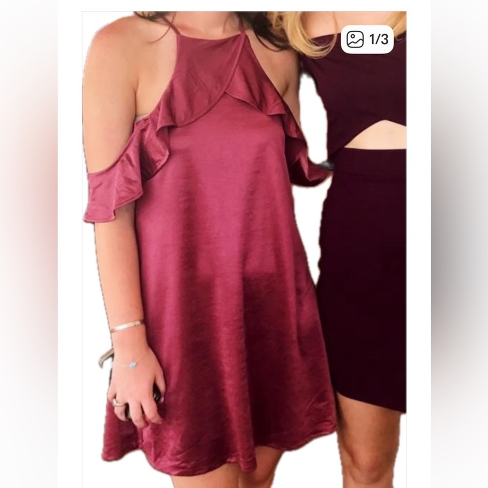 Express Open Shoulder Flutter Dress